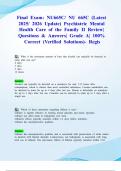 Final Exam&colon; NU665C&sol; NU 665C &lpar;Latest 2025&sol; 2026 Update&rpar; Psychiatric Mental Health Care of the Family II Review&vert; Questions & Answers&vert; Grade A&vert; 100&percnt; Correct &lpar;Verified Solutions&rpar;- Regis