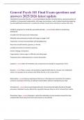 General Psych 101 Final Exam Questions and Answers 2025&sol;2026 Latest Update"&period;
