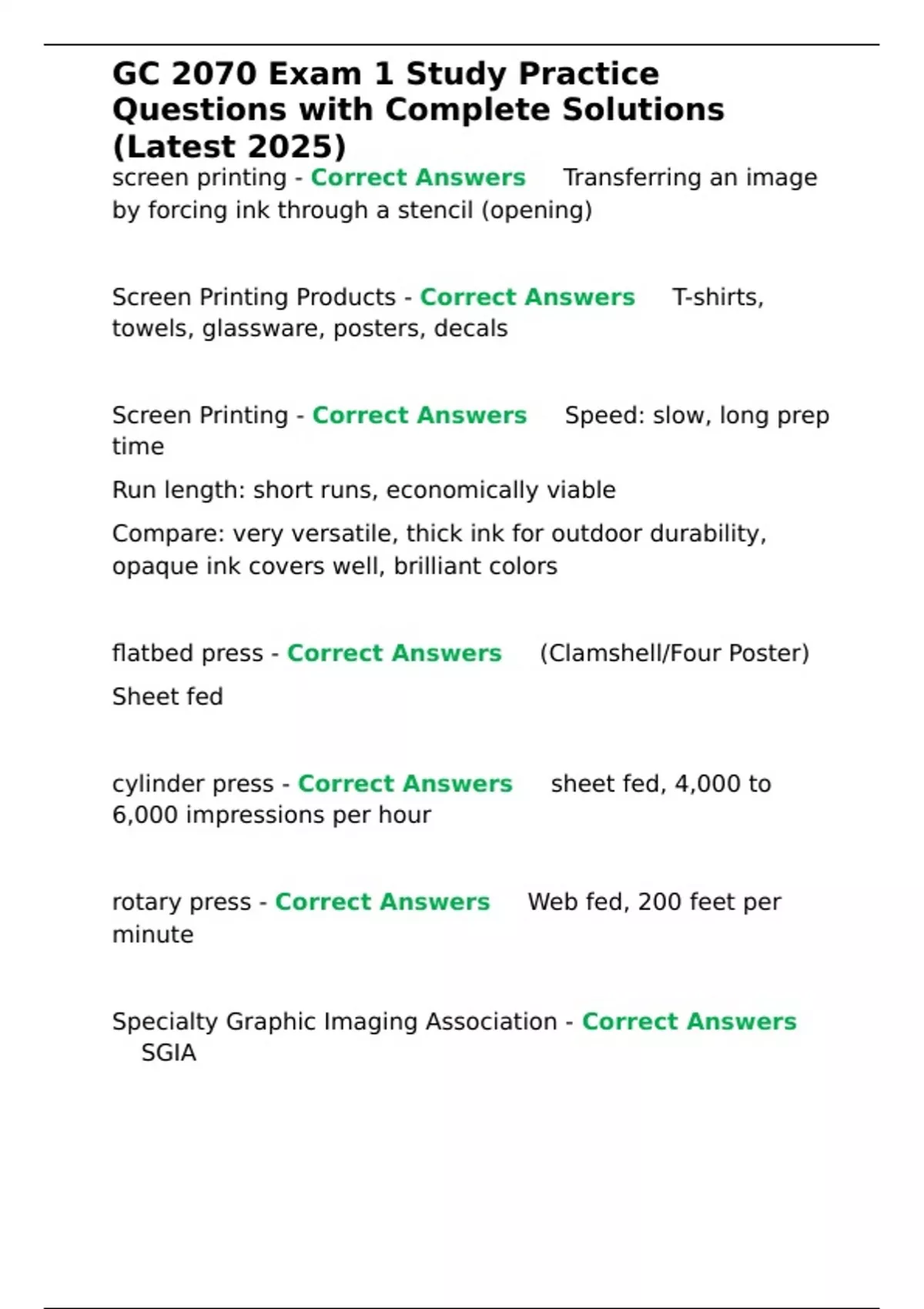 GC 2070 Exam 1 Study Practice Questions with Complete Solutions (Latest ...