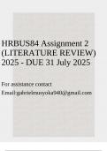 HRBUS84 Assignment 2 &lpar;LITERATURE REVIEW&rpar; 2025 - DUE 31 July 2025
