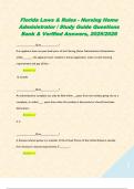 Florida Laws & Rules - Nursing Home Administrator &sol; Study Guide Questions Bank & Verified Answers&comma; 2025&sol;2026
