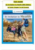 Test Bank - An Invitation to Health 20th Edition by Tunks&comma; All 20 Chapters Covered&comma; Verified Latest Edition