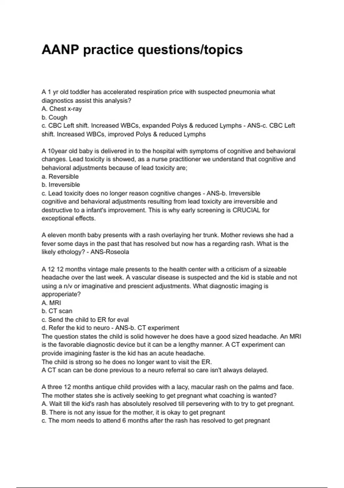 AANP practice questions/topics NEWEST 2025/2026 ACTUAL EXAM COMPLETE ...