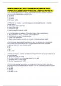 NORTH CAROLINA HEALTH INSURANCE EXAM FINAL PAPER 2025&sol;2026 QUESTIONS AND ANSWERS RATED A&plus;
