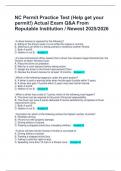 NC Permit Practice Test &lpar;Help get your permit&excl;&rpar; Actual Exam Q&A From Reputable Institution &sol; Newest 2025&sol;2026