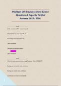 Michigan Life Insurance State Exam &sol; Questions & Expertly Verified Answers&comma; 2025 &sol; 2026&period; e