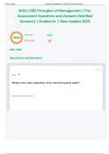 WGU C483 Principles of Management &vert; Pre-Assessment Questions and Answers &lpar;Verified Answers&rpar; &vert; Graded A&plus; &vert; New Update 2025