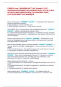 CMRP Exam UPDATED ACTUAL Exam LATEST  VERSION QUESTIONS AND ANSWERS WITH STUDY GUIDE  DETAILED AND VERIFIED FOR GUARANTEED PASS&comma;  LATEST UPDATE 2025 GRADED A