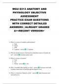 WGU D313 ANATOMY AND PHYSIOLOGY OBJECTIVE ASSESSMENT PRACTICE EXAM QUESTIONS WITH CORRECT DETAILED ANSWERS &vert; ALREADY GRADED A&plus;<RECENT VERSION>&grave;