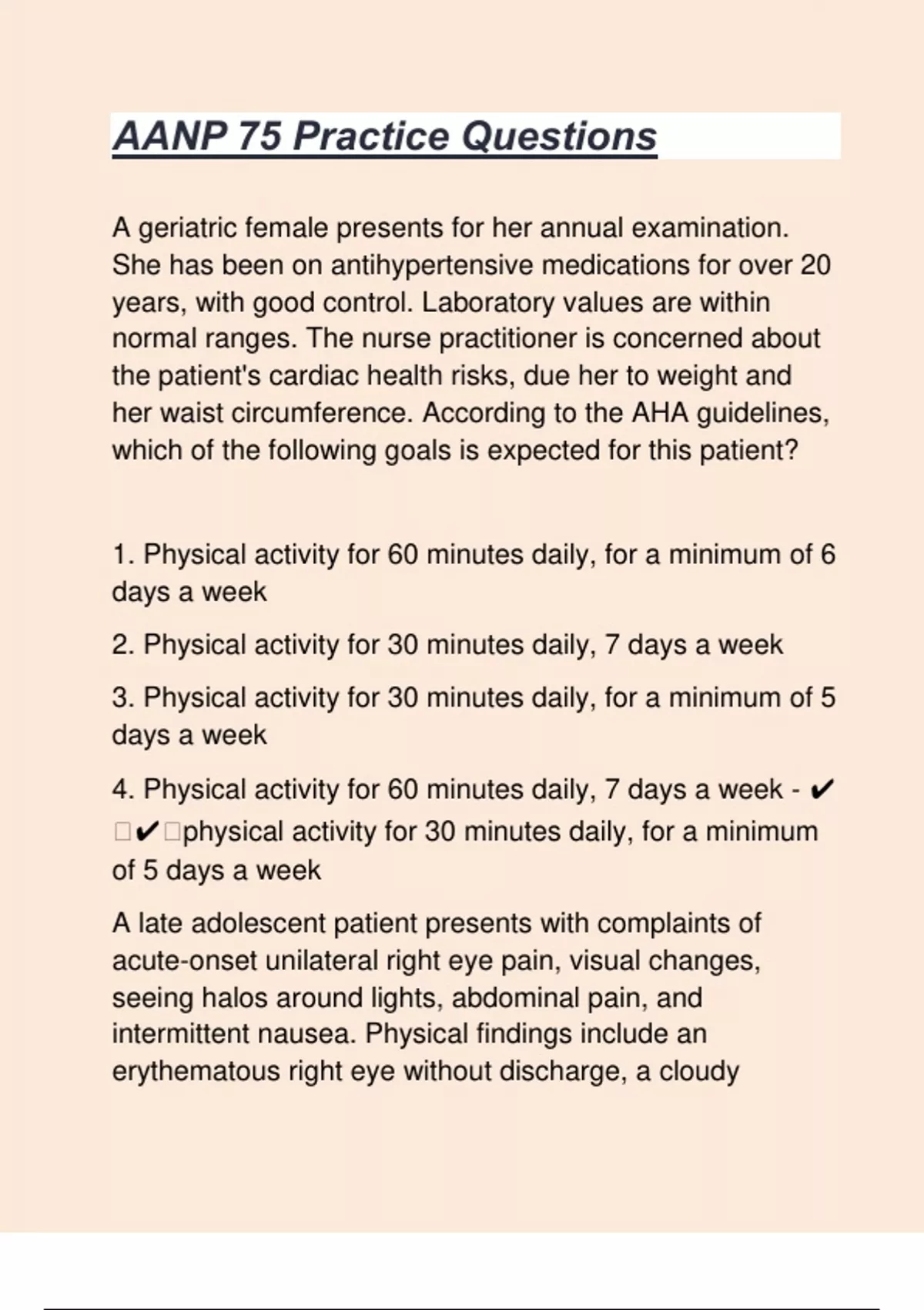 AANP 75 Practice Questions With Correct Verified Solutions - AANP ...