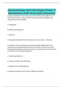 Immunology and Serology Exam 2 Questions with Accurate Answers