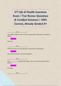 CT Life & Health Insurance Exam &sol; Test Review Questions & Certified Solutions &sol; 100&percnt; Correct&comma; Already Graded A&plus; 