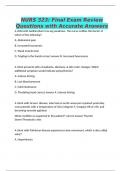 NURS 323&colon; Final Exam Review Questions with Accurate Answers