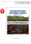 Research Methods for Business Students &ndash; 8th Edition &ndash; Mark Saunders et al&period; &ndash; Complete Solution Manual