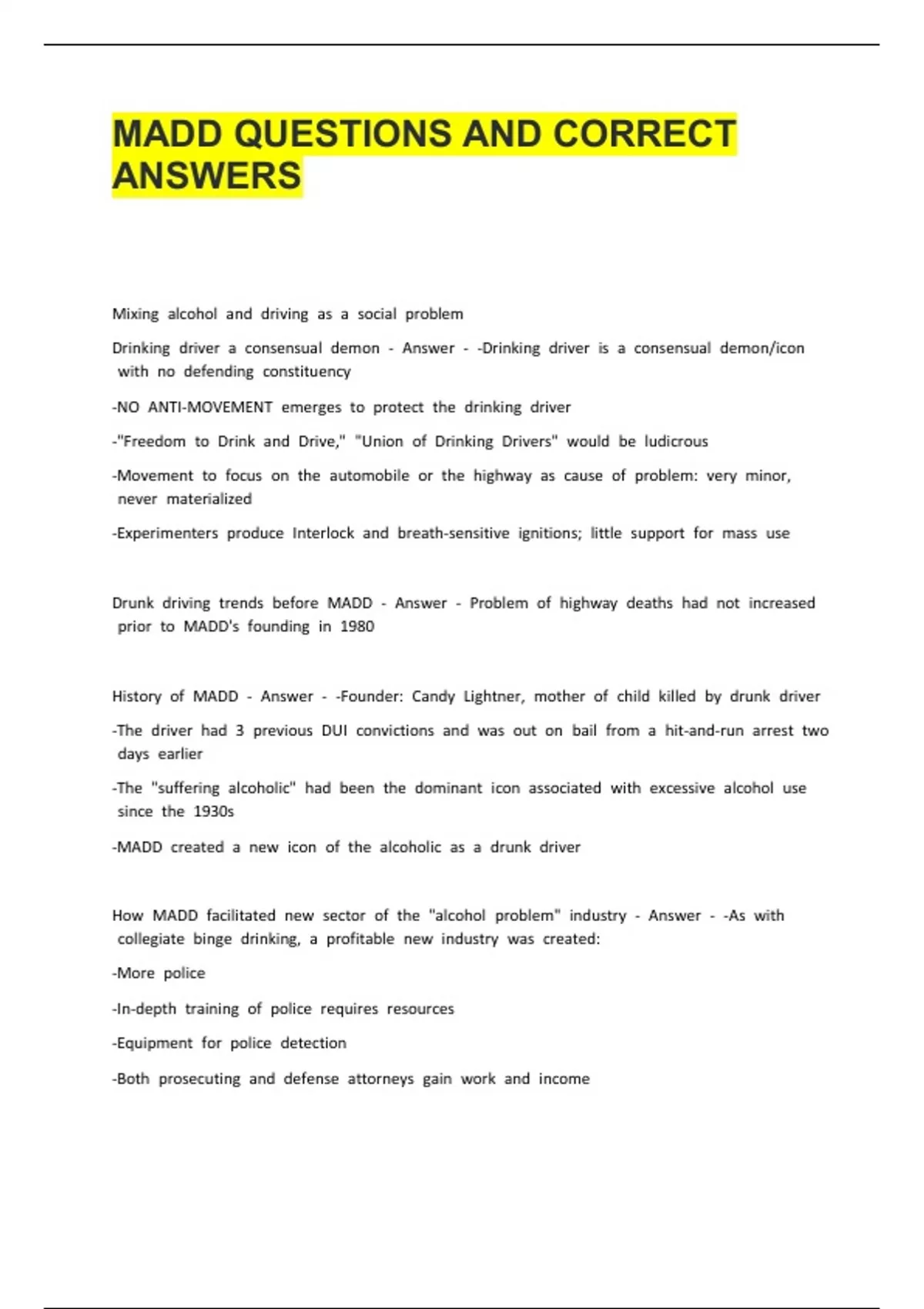 Mad Example Question MADD QUESTIONS AND CORRECT ANSWERS - MADD - Stuvia US