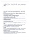 Critical Care Test &num;1 with correct answer 2025