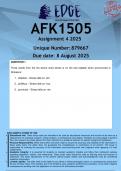 AFK1505 Assignment 4 &lpar;ANSWERS&rpar; 2025 - DISTINCTION GUARANTEED