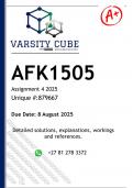 AFK1505 Assignment 4 &lpar;DETAILED ANSWERS&rpar; 2025 - DISTINCTION GUARANTEED
