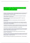Michigan Life Test Questions and Answers All Correct 
