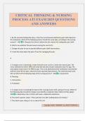 CRITICAL THINKING & NURSING PROCESS ATI EXAM 2025 QUESTIONS AND ANSWERS
