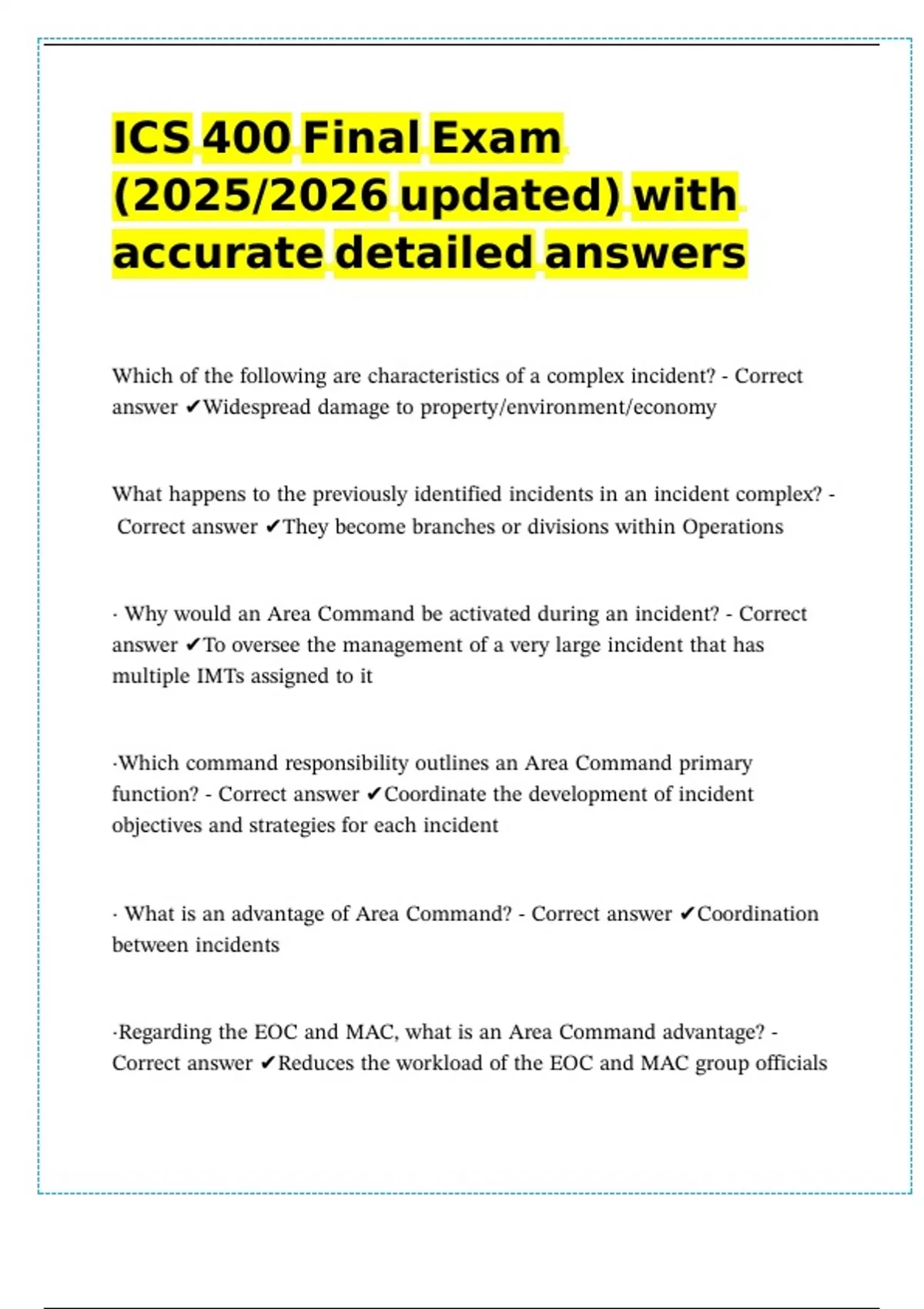 ICS 400 Final Exam ( updated) with accurate detailed answers - ICS 400 ...