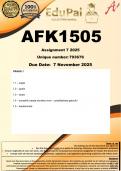 AFK1505 Assignment 7 &lpar;COMPLETE ANSWERS&rpar; 2025 &lpar;793676&rpar; - DUE 7 November 2025