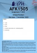 AFK1505 Assignment 7 &lpar;ANSWERS&rpar; 2025 - DISTINCTION GUARANTEED