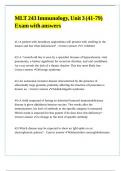 MLT 243 Immunology&comma; Unit 3 &lpar;41-79&rpar; Exam with answers 