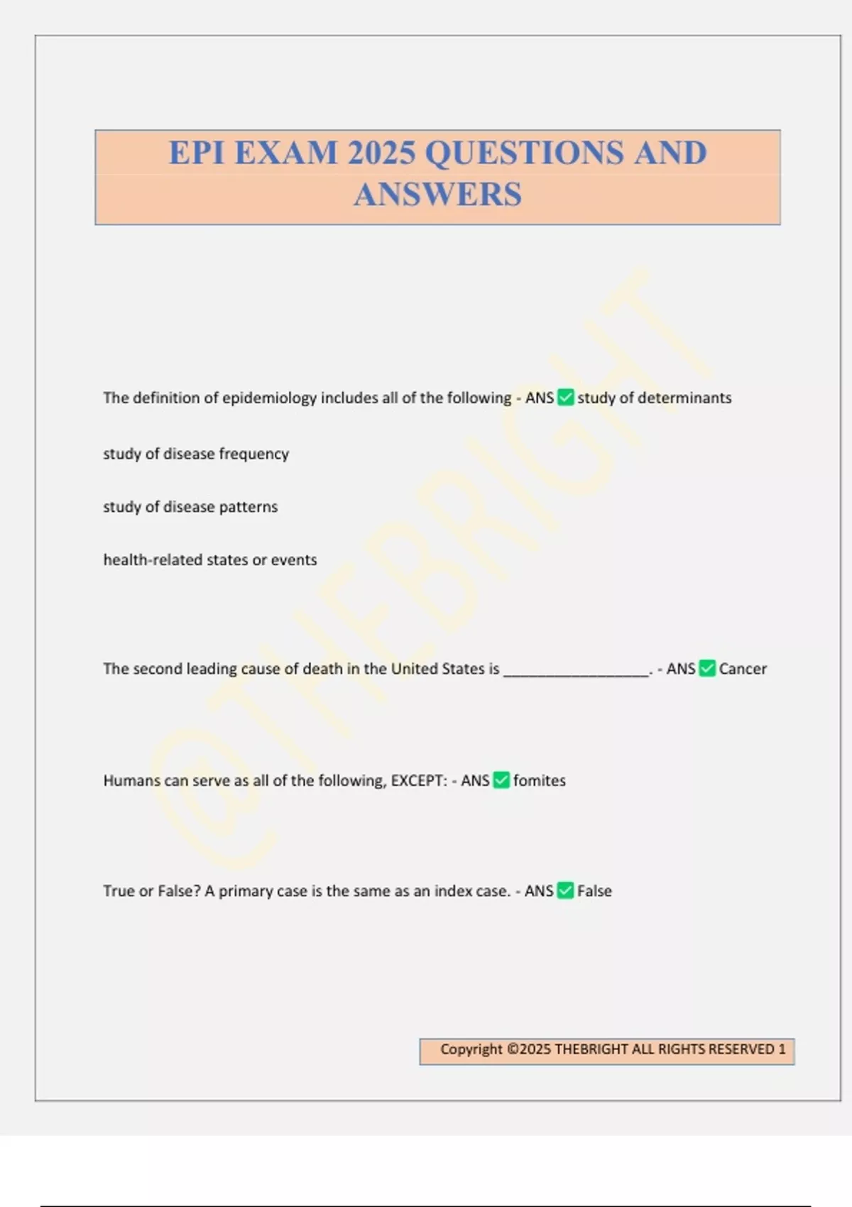 EPI EXAM 2025 QUESTIONS AND ANSWERS - EPI - Stuvia US