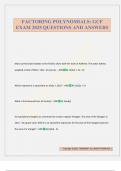 FACTORING POLYNOMIALS&colon; GCF EXAM 2025 QUESTIONS AND ANSWERS