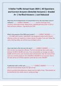 5 Dollar Traffic School Exam 2025 &vert; All Questions and Correct Answers &lpar;Detailed Answers&rpar; &vert; Graded A&plus; &vert; Verified Answers &vert; Just Released