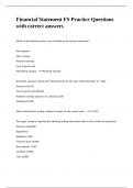 Financial Statement FS Practice Questions with correct answers&period;