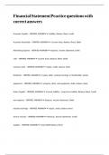 Financial Statement Practice questions with correct answers