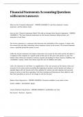 Financial Statements Accounting Questions with correct answers