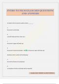 INTRO TO FILM EXAM 2025 QUESTIONS AND ANSWERS