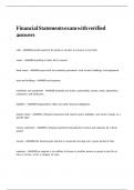Financial Statements exam with verified answers
