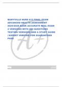 MARYVILLE NURS 612 FINAL EXAM  ADVANCED HEALTH ASSESSMENT  2025&sol;2026 BANK ACCURATE REAL EXAM  2 VERSIONS WITH 400 QUESTIONS  TESTING VERSIONS AND A STUDY GUIDE  &vert; EXPERT VERIFIED FOR GUARANTEED  PASS 