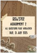 BSW3702 Assignment 2 Memo | Due 31 July 2025