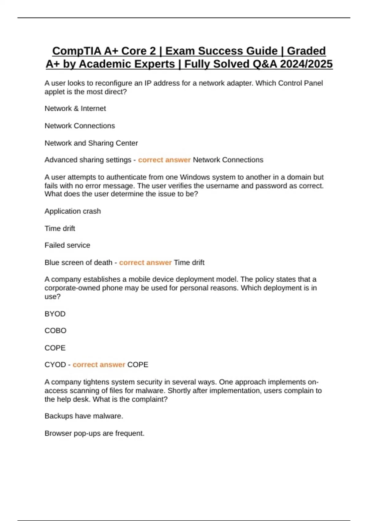 CompTIA A+ Core 2 | Exam Success Guide | Graded A+ by Academic Experts ...