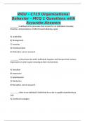 WGU - C715 Organizational Behavior - MCQ 1 Questions with Accurate Answers