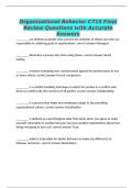 Organizational Behavior C715 Final Review Questions with Accurate Answers