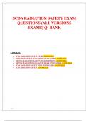 SCDA RADIATION SAFETY EXAM QUESTIONS &lpar;ALL VERSIONS EXAMS&rpar; Q- BANK COMPLETE SOLUTIONS ANSWERED