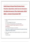 Gold Coast School Real Estate Exam  Practice Questions And Correct Answers  &lpar;Verified Answers&rpar; Plus Rationales 2025  Q&A &vert; Instant Download PDF
