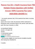 Pearson VUE Life & Health Insurance Exam TB22 &ndash; Multiple Choice Questions with Verified Answers &vert; 100&percnt; Pass Guarantee &vert; Latest 2025&sol;2026 &vert; Graded A&plus;