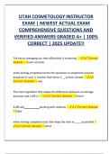 UTAH COSMETOLOGY INSTRUCTOR EXAM &vert; NEWEST ACTUAL EXAM COMPREHENSIVE QUESTIONS AND VERIFIED ANSWERS GRADED A&plus; &vert; 100&percnt; CORRECT &vert; 2025 UPDATE&excl;&excl;