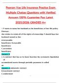 Pearson VUE Life Insurance Practice Exam &ndash; Multiple Choice Questions with Verified Answers &vert; 100&percnt; Pass Guarantee &vert; Latest 2025&sol;2026 &vert; Graded A&plus;