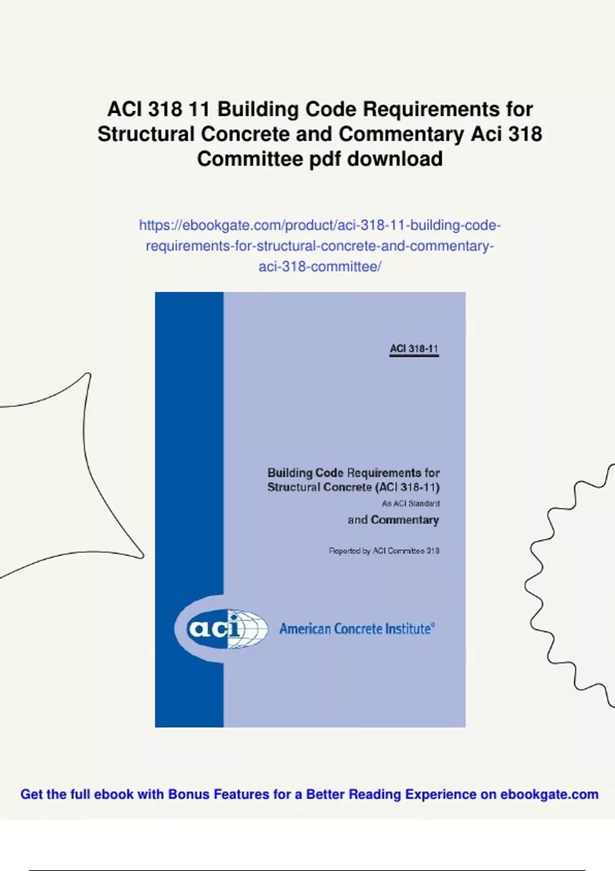 Summary ACI 318 11 Building Code Requirements for Structural Concrete ...