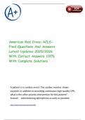 American Red Cross-ACLS-Final Questions And Answers Latest Updates 2025&sol;2026 With Correct Answers 100&percnt; With Complete Solutions