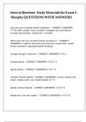 Intro to Biochem- Study Materials for Exam 1- Murphy QUESTIONS WITH ANSWERS