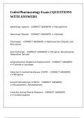 Galen Pharmacology Exam 2 QUESTIONS WITH ANSWERS